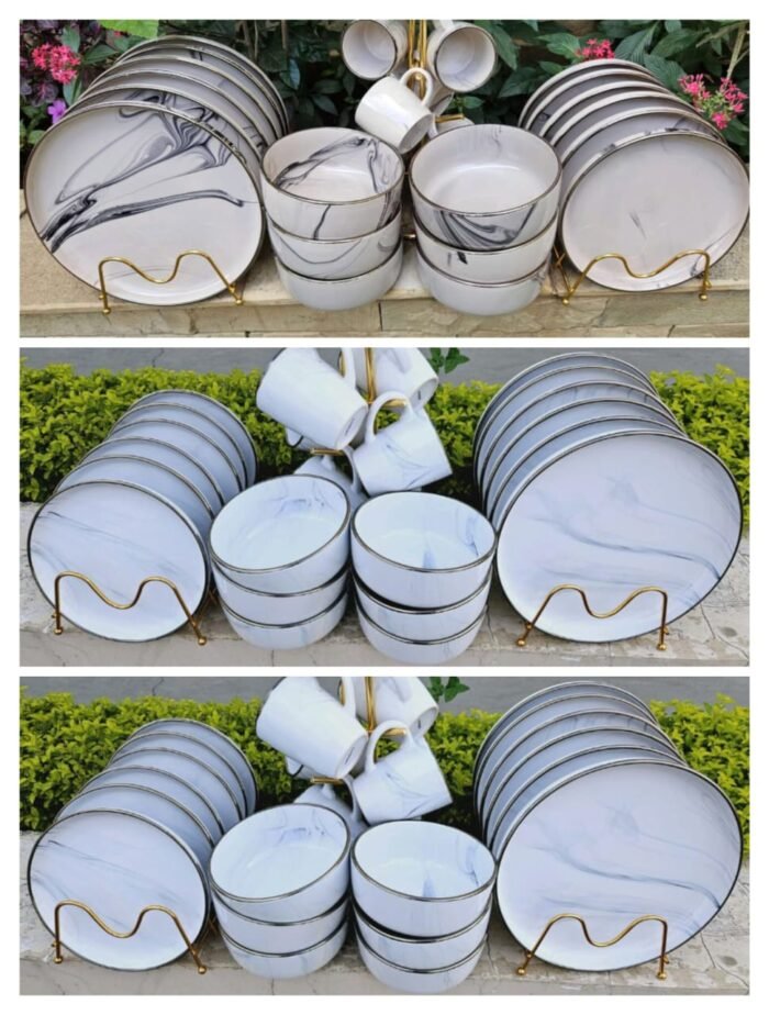 24 Pcs Marble Dinner Set