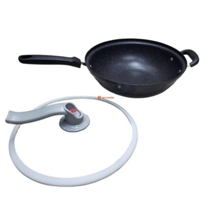 32cm Non-Stick Wok Pan with Glass Lid