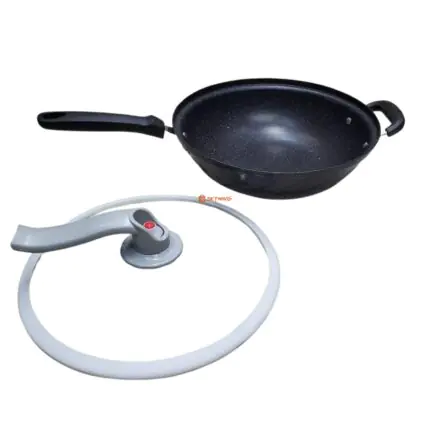 32cm Non-Stick Wok Pan with Glass Lid