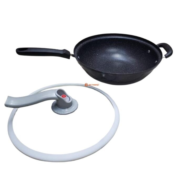 32cm Non-Stick Wok Pan with Glass Lid