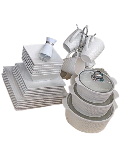 White Square Dinner Set