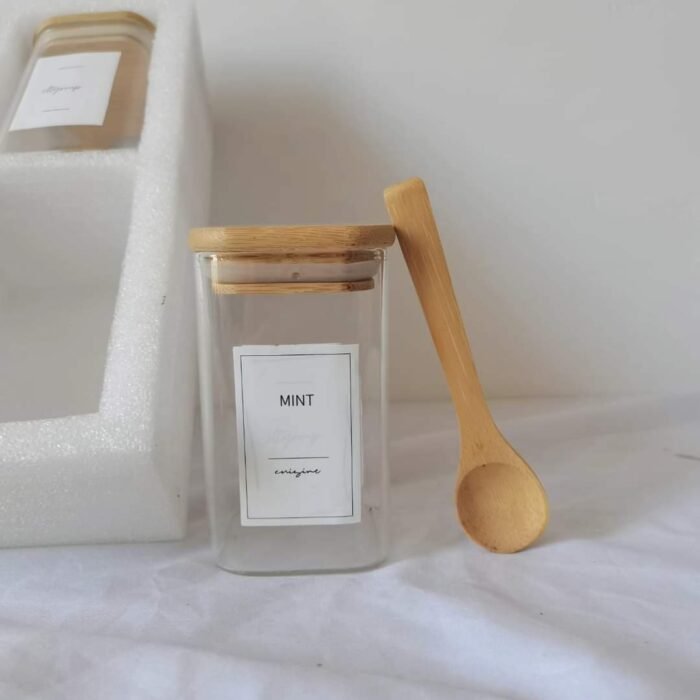 6-Pack Glass Jars with Bamboo Lid and Spoon