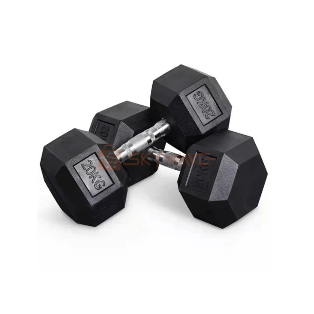 20 kg Black Rubber Hexagonal Dumbbell 20 kg Black Rubber Hexagonal Dumbbell