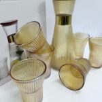 Ribbed flute shaped carafe glass set 7pcs