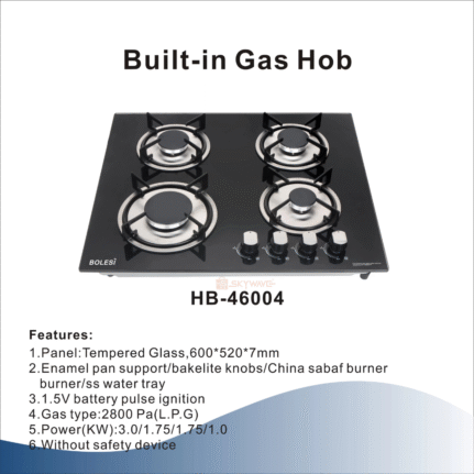 Bolesi 4 Burner Inbuilt Cooker Glass 60*60 - HOB-HB46004