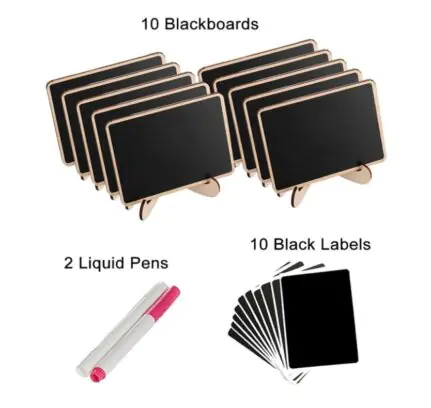 Set of 10 Food Label Black Bamboo Board