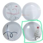 12 pcs White Round Plate with Floral Design