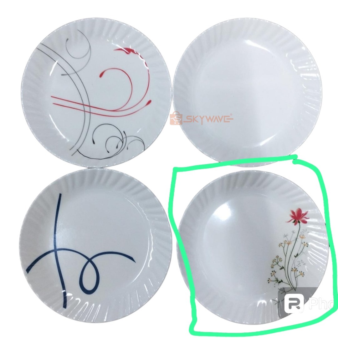 12 pcs White Round Plate with Floral Design 12 pcs White Round Plate with Floral Design