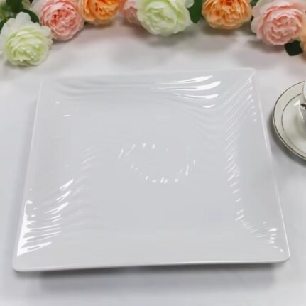12PCS Square Plain White Plates