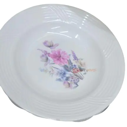 12 pcs White Melamine Dinner Set with Floral Design