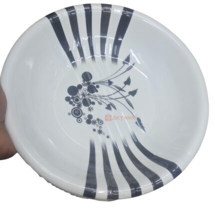 12 pcs Black and White Stripped Motif Melamine Plates