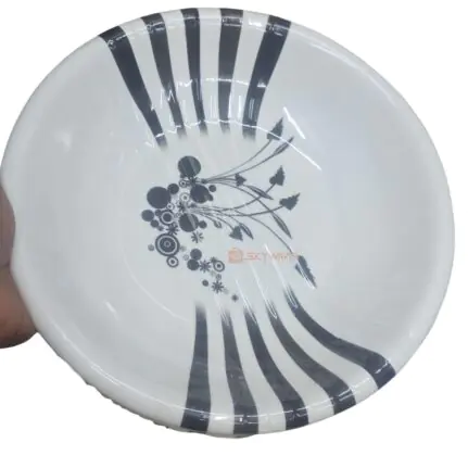 12 pcs Black and White Stripped Motif Melamine Plates