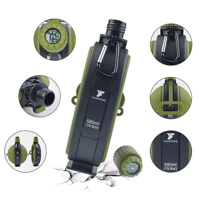 Foldable Silicone Water Bottle With Compass
