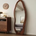 Unbreakable dressing mirror with wooden stand