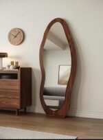 Unbreakable dressing mirror with wooden stand