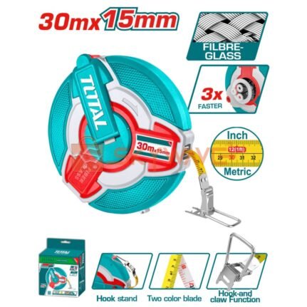 Total fibreglass measuring tape TMTF18306