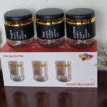 450ml x 3PC Glass Canister with Stylish Metal