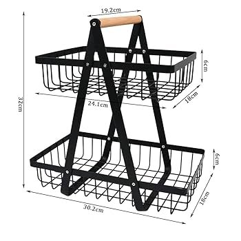2 Layer Metallic Fruit Basket