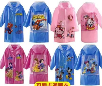 Inflatable brim kids disney cartoon themed raincoats