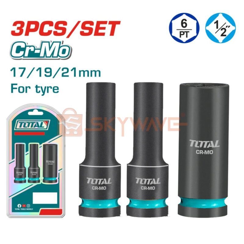 Total 3 Pcs 1/2 Dr deep impact socket set THKISD12042L