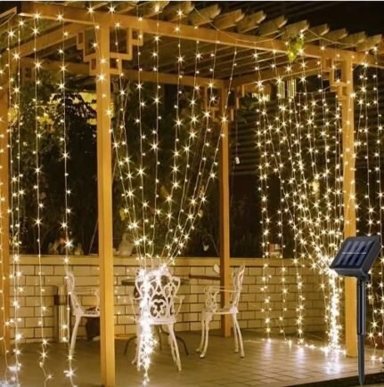 3*3m Solar LED Curtain Fairy Christmas Lights