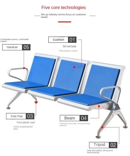 Heavy Duty Blue Link 3seatter Chair