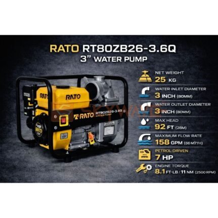 Rato 7HP petrol driven water pump RT80ZB26-3.6Q