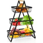 Versatile metallic 3 layer triangular fruit rack