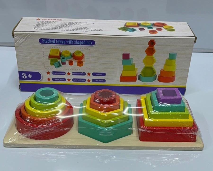 Stacked Tower with Shaped Box Educational Toy Stacked Tower with Shaped Box Educational Toy