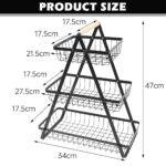 Versatile metallic 3 layer triangular fruit rack