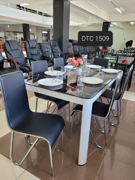 Executive Marble Glass Top Six Sitter Dining Table