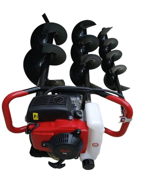 Golf 4 stroke earth auger machine with 3 bits