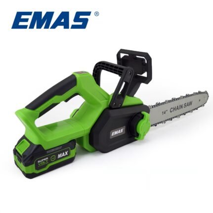 Emas cordless chain saw with two batteries