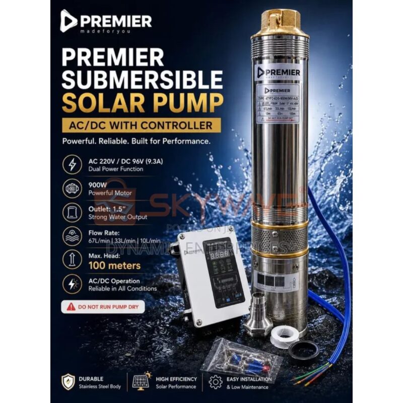 Premier 900W 96V submersible solar pump