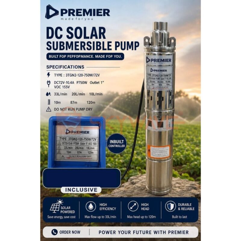 Premier 750W 72V submersible DC solar pump