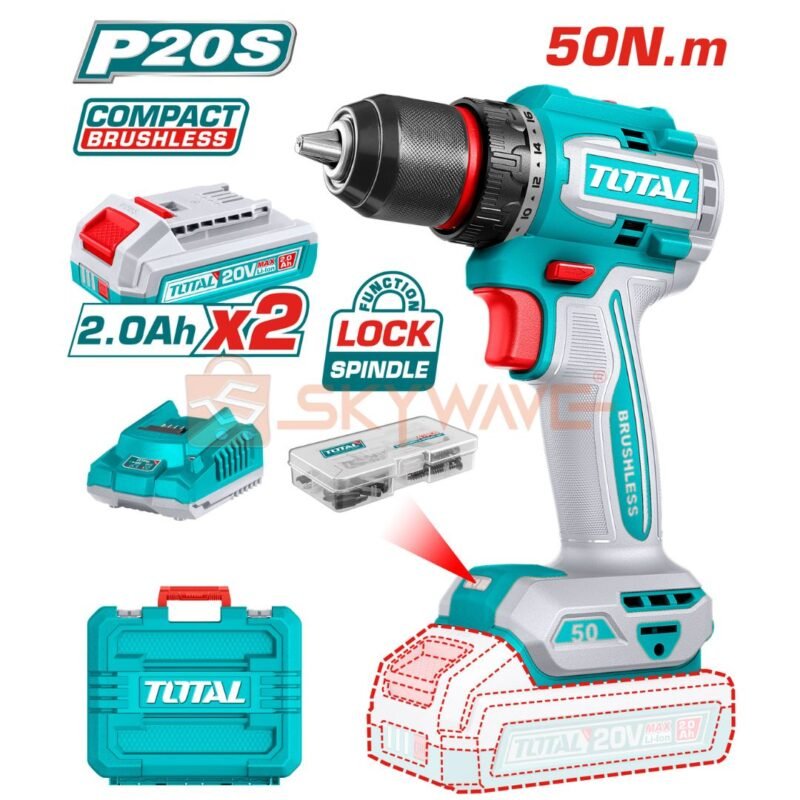 Total Compact Brushless Cordless Drill TDLI205062