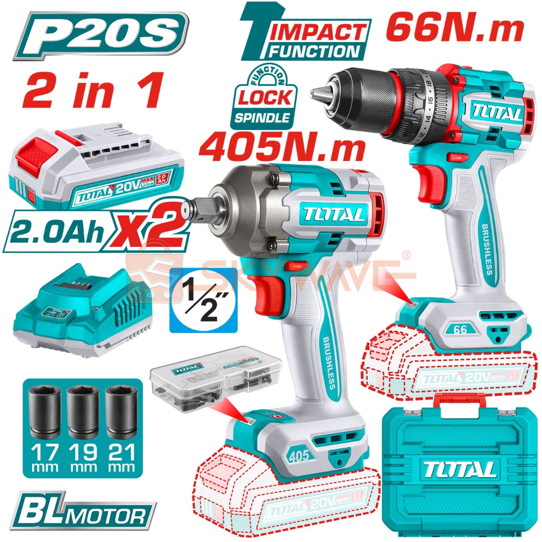 Total Cordless 2 pcs combo kit TCKLI20286 Total Cordless 2 pcs combo kit TCKLI20286