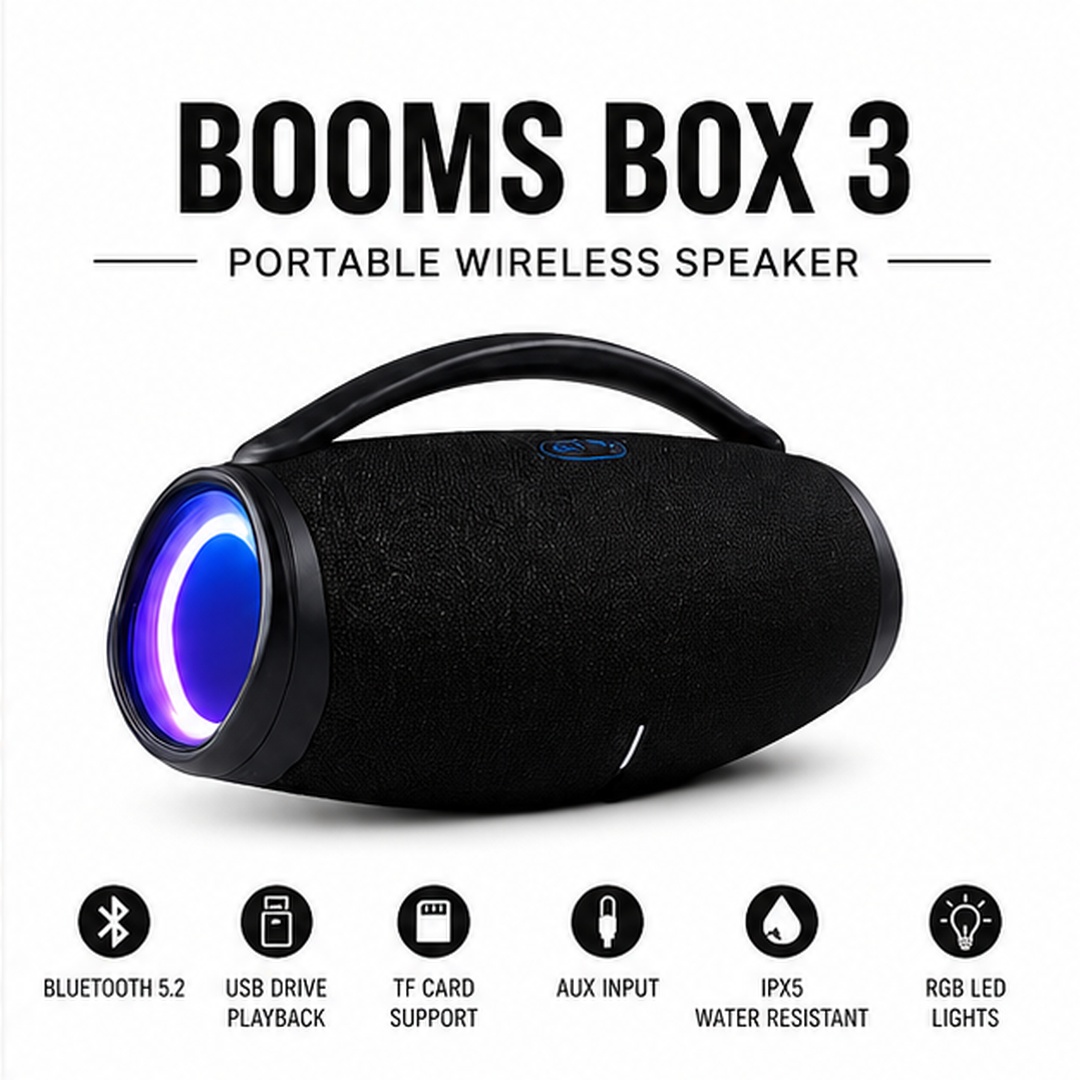 booms_box_3_white_background_1080x1080 BOOMS BOX 3 Portable Wireless Bluetooth Speaker - Image 1