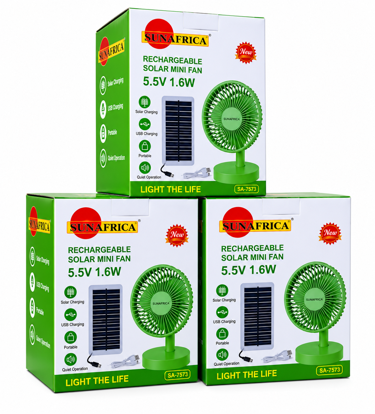 rechargeable mini solar fan SunAfrica SA-7573 Rechargeable Solar Mini Fan - Image 1